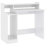 Escritorio HKH con LED Derivados Madera Brillante - Blanco