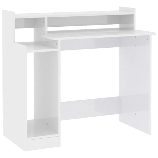HKH Secretária C/ Led Derivados Madeira Brilhante - Branco