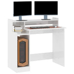 Escritorio HKH con LED Derivados Madera Brillante - Blanco