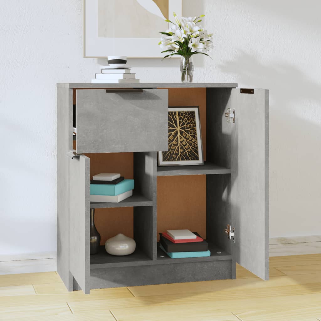 Aparador HKH de madera con 2 puertas y 1 cajón 60 x 30 x 70 cm - Gris-Cemento