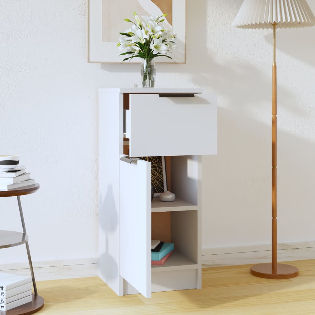 HKH Aparador en derivados de Madera con Una Puerta y Un Cajón 30 X 30 X 70 Cm - Blanco