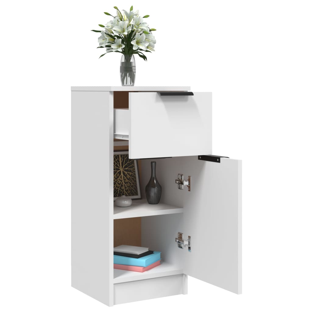 HKH Aparador en derivados de Madera con Una Puerta y Un Cajón 30 X 30 X 70 Cm - Blanco