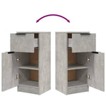 HKH Aparadores 2 Piezas en derivados de Madera con Una Puerta y Un Cajón 30 X 30 X 70 Cm - Gris-Cemento