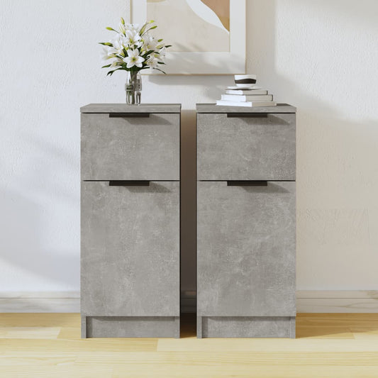 HKH Aparadores 2 Peças em derivados de Madeira com Uma Porta e Uma Gaveta 30 X 30 X 70 Cm - Cinzento-Cimento