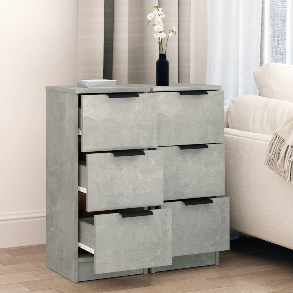 Aparadores HKH 2 Piezas de madera manufacturada 30 X 30 X 70 Cm - Gris Cemento