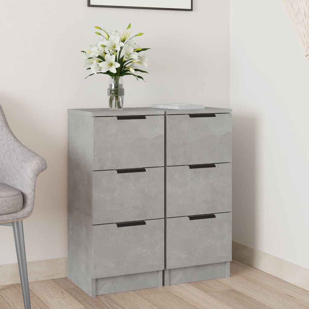 Aparadores HKH 2 Piezas de madera manufacturada 30 X 30 X 70 Cm - Gris Cemento