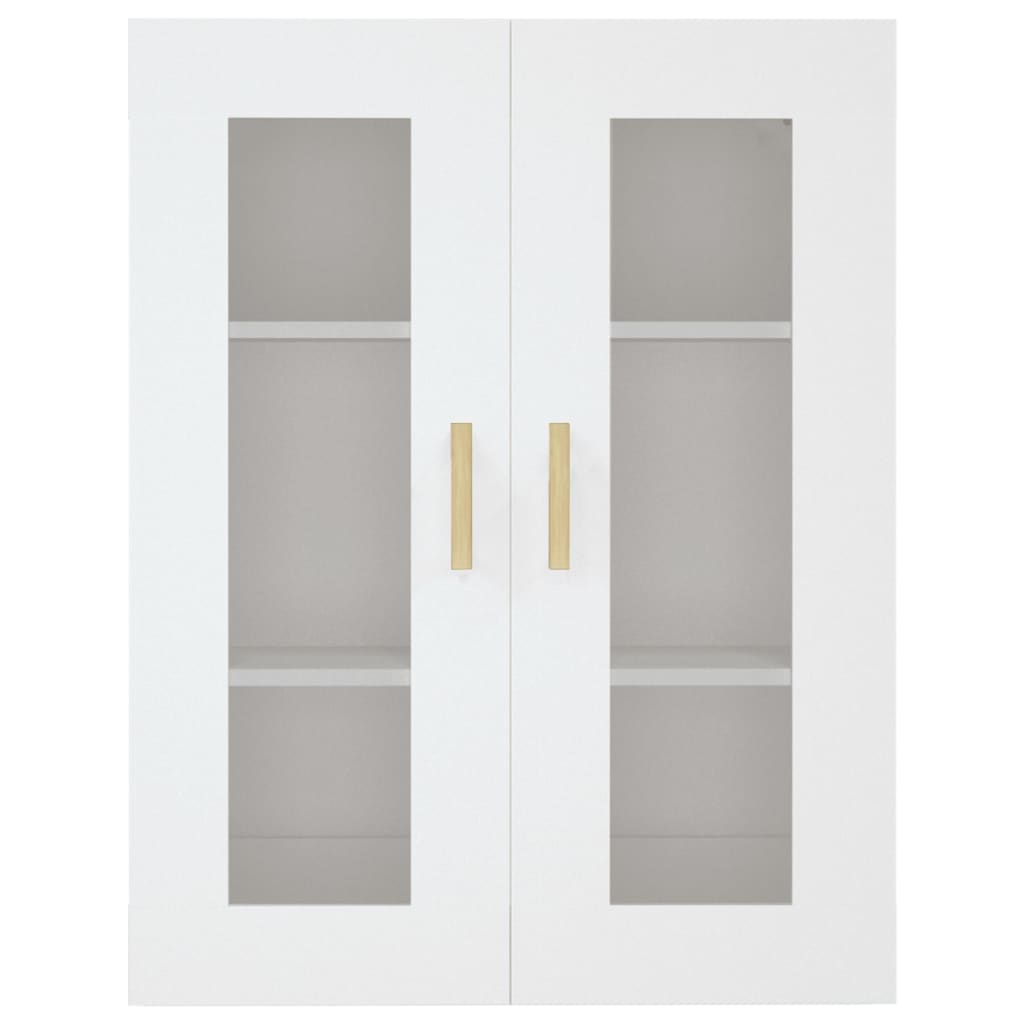 HKH Armario de Pared Flotante en Derivados de Madera, Vidrio 69,5 X 34 X 90 Cm - Blanco