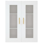 HKH Armário de Parede Suspenso em derivados de Madeira, Vidro 69,5 X 34 X 90 Cm - Branco
