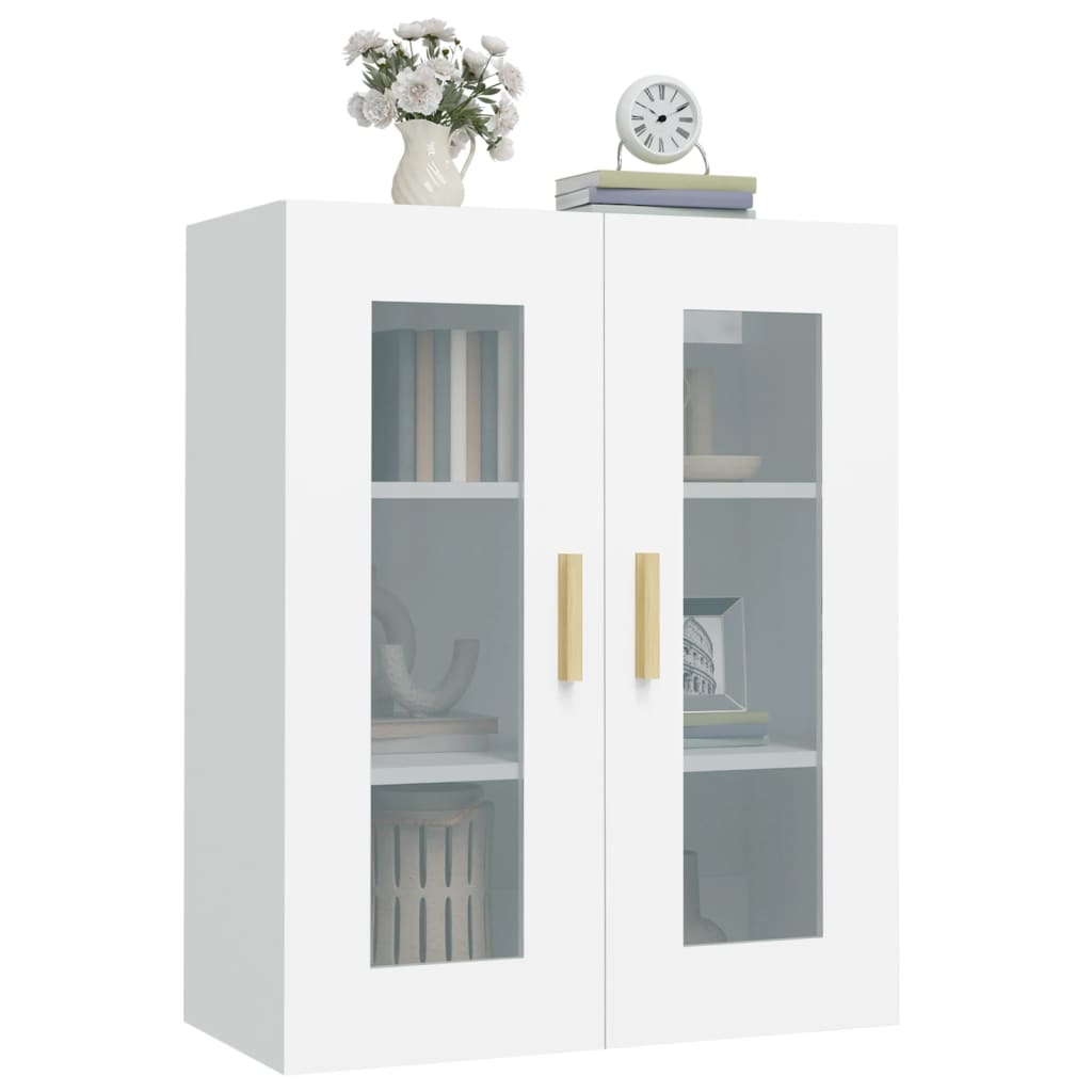HKH Armário de Parede Suspenso em derivados de Madeira, Vidro 69,5 X 34 X 90 Cm - Branco