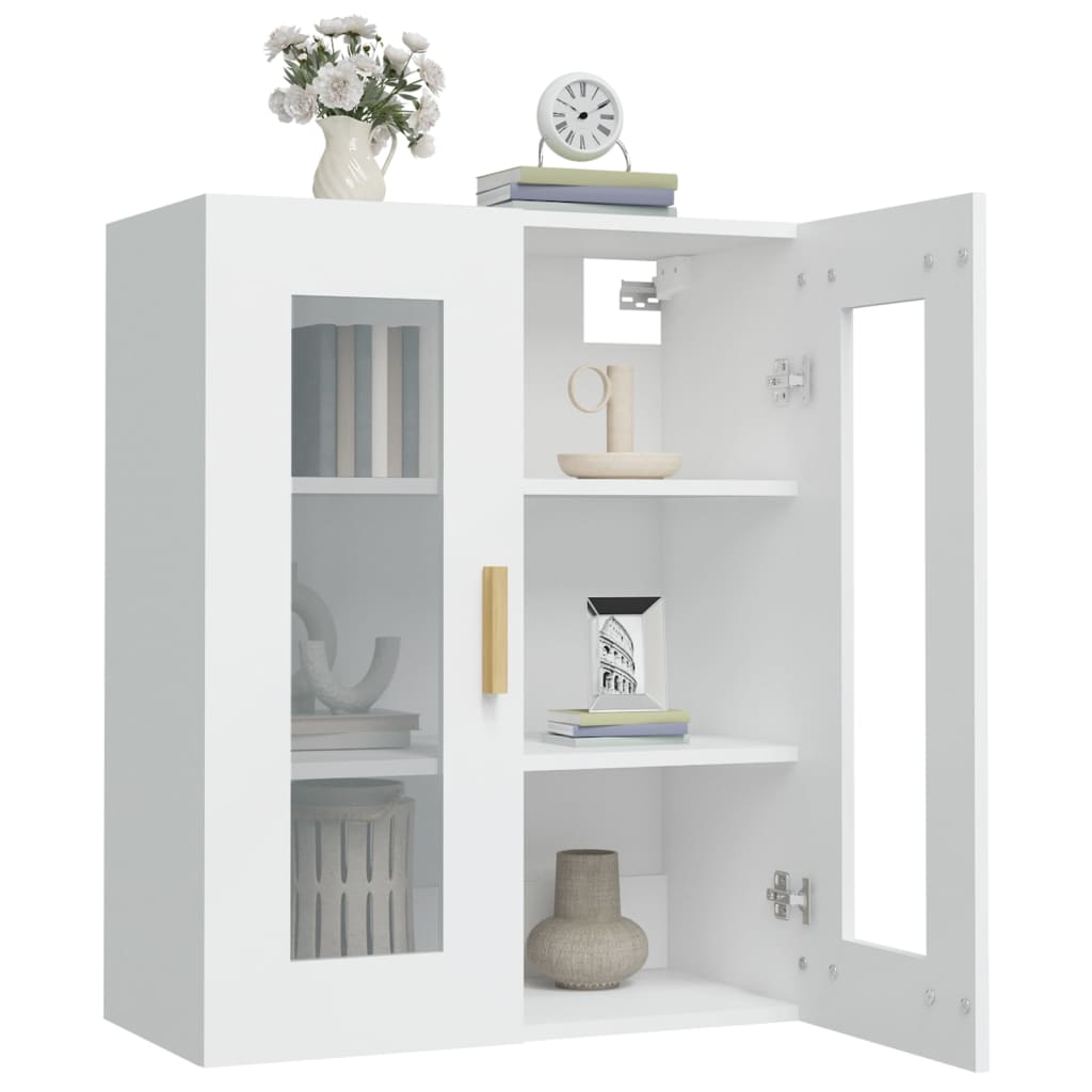 HKH Armário de Parede Suspenso em derivados de Madeira, Vidro 69,5 X 34 X 90 Cm - Branco