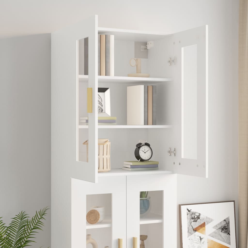 HKH Armário de Parede Suspenso em derivados de Madeira, Vidro 69,5 X 34 X 90 Cm - Branco