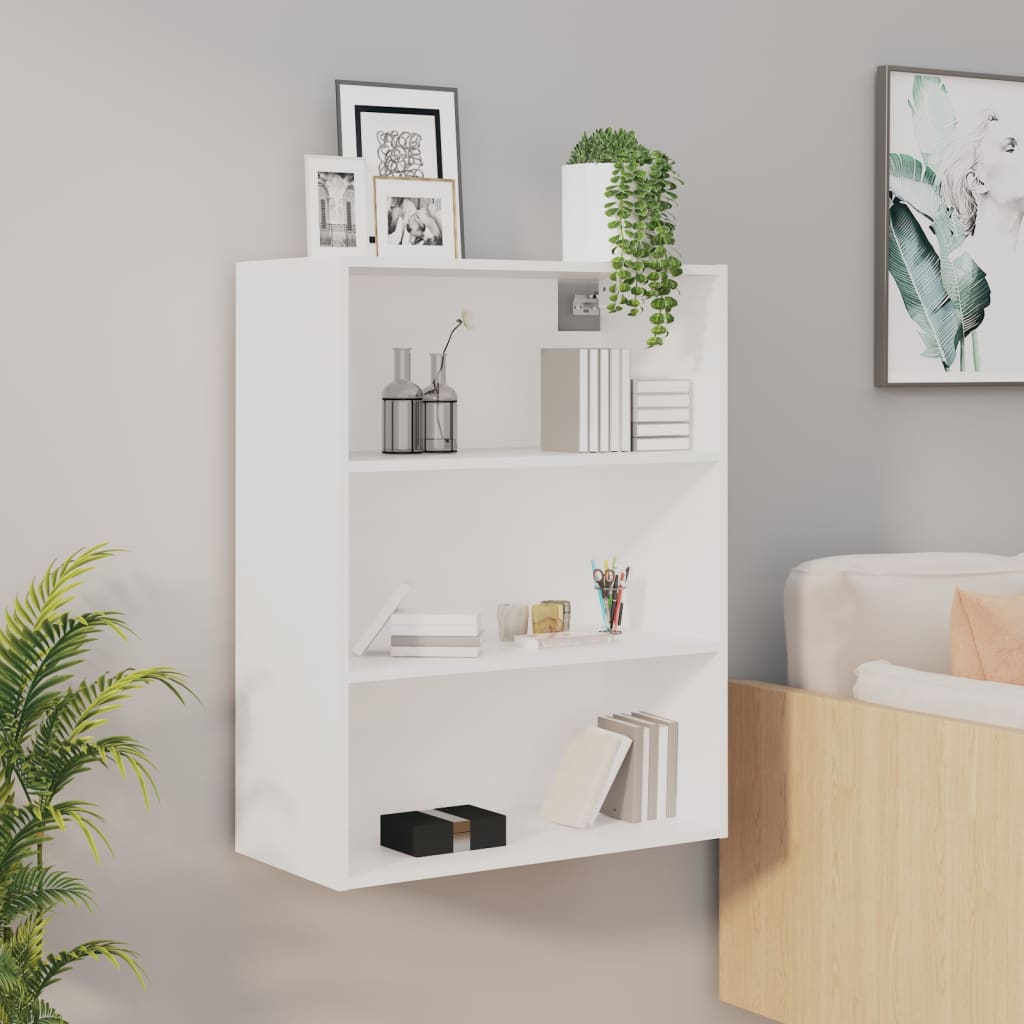 Armario de Pared Suspendido HKH de Madera, 69,5 x 32,5 x 90 cm - Blanco