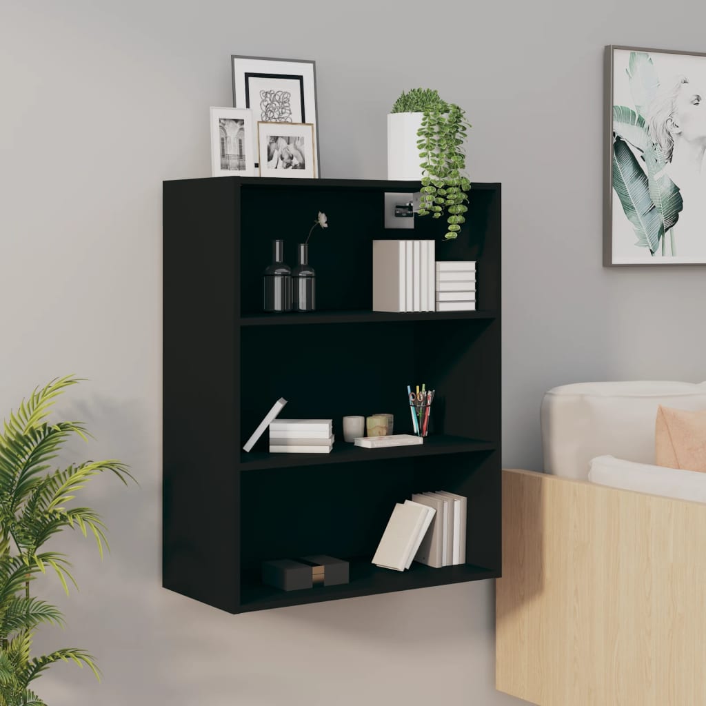 HKH Armario de Pared Suspendido de Madera 69,5 x 32,5 x 90 cm - Negro