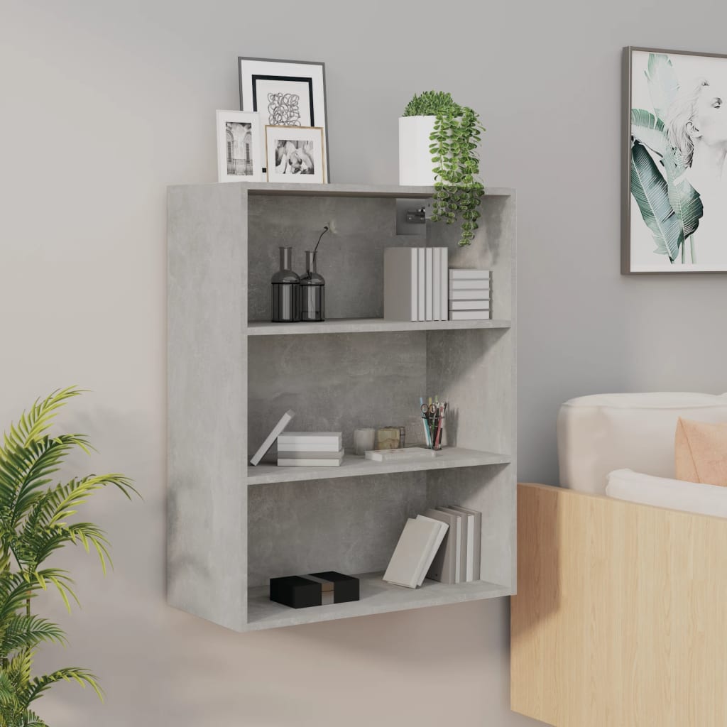 HKH Armario de Pared Suspendido de Madera 69,5 X 32,5 X 90 Cm - Gris Cemento