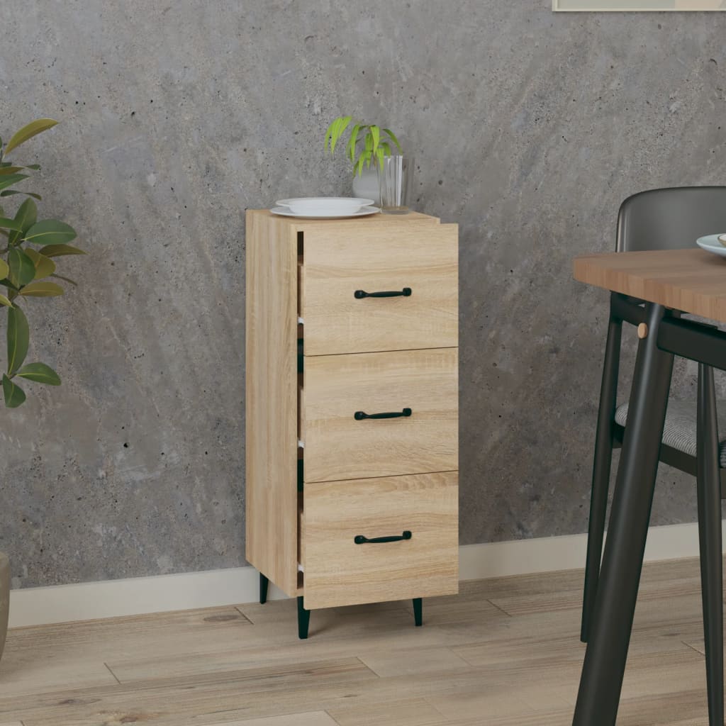 Aparador Clásico HKH en derivado de madera, Hierro 34,5 X 34 X 90 Cm - Roble Sonoma