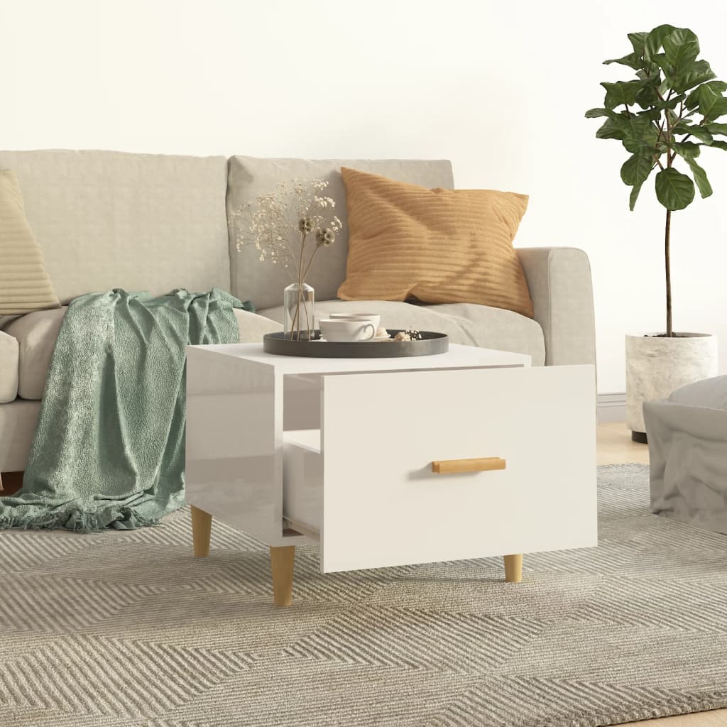 HKH Mesa de centro de madera brillante - Blanco