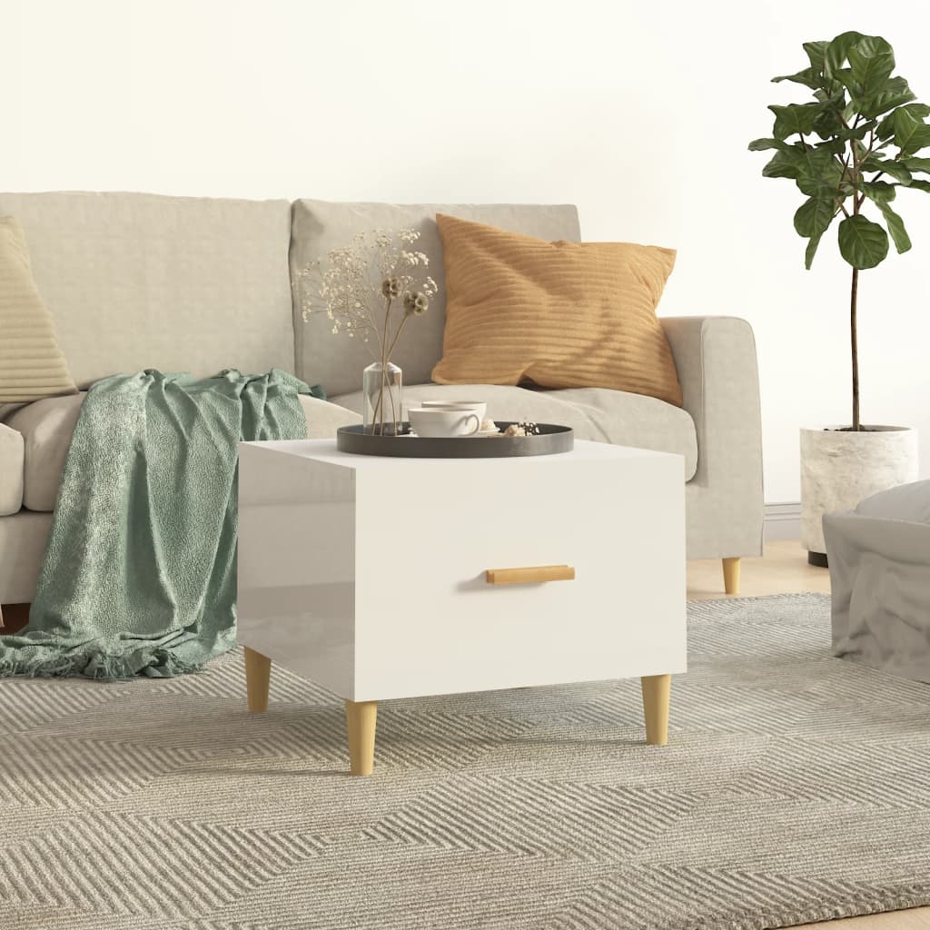 HKH Mesa de centro de madera brillante - Blanco