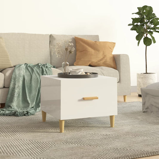 HKH Mesa de centro de madera brillante - Blanco