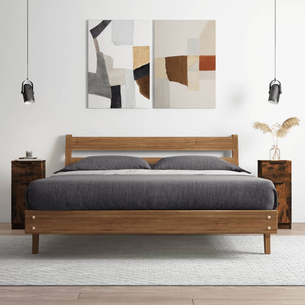 Aparador HKH de madera prensada con una puerta y un cajón de 30 x 30 x 70 cm - Roble Ahumado