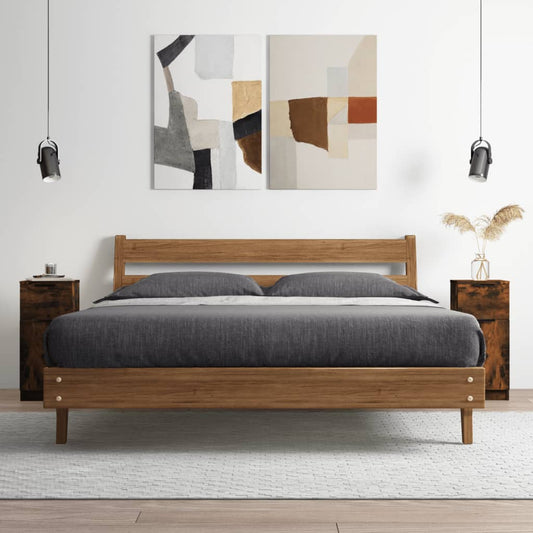 Aparador HKH de madera prensada con una puerta y un cajón de 30 x 30 x 70 cm - Roble Ahumado