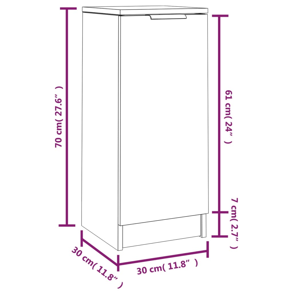 Aparador HKH de madera prensada con una puerta 30 x 30 x 70 cm - Sonoma gris