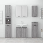 HKH Armario Baño Madera Sonoma - 32x34x188,5 Cm - Gris