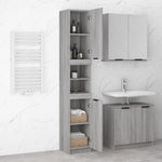 HKH Armario Baño Madera Sonoma - 32x34x188,5 Cm - Gris