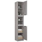 HKH Armario Baño Madera Sonoma - 32x34x188,5 Cm - Gris