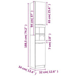 HKH Armario Baño Madera Sonoma - 32x34x188,5 Cm - Gris