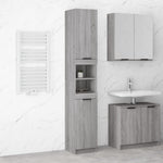 HKH Armario Baño Madera Sonoma - 32x34x188,5 Cm - Gris