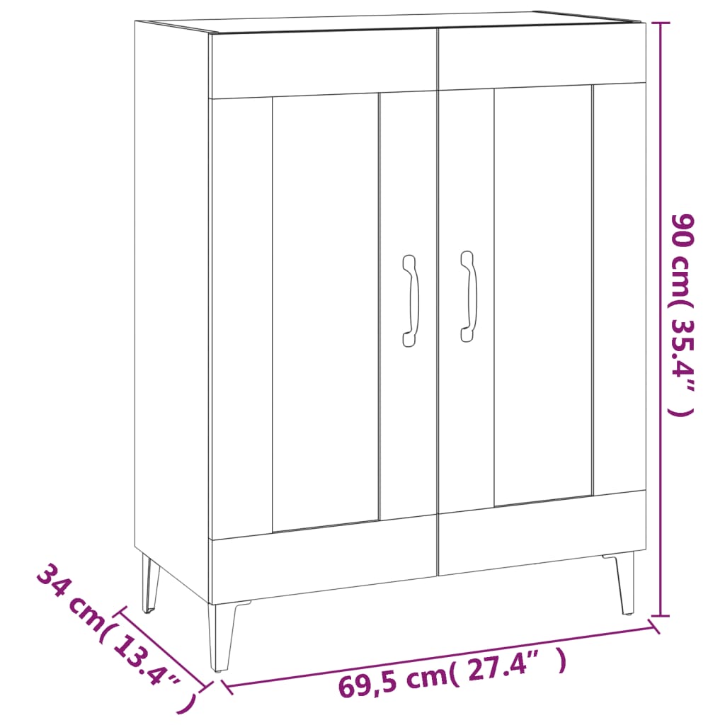 Aparador Clásico HKH en derivado de madera, Hierro 69,5 X 34 X 90 Cm - Roble Ahumado