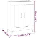 Aparador Clásico HKH en derivado de madera, Hierro 69,5 X 34 X 90 Cm - Roble Ahumado