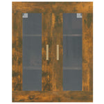HKH Armario de pared colgante de madera, cristal 69,5 X 34 X 90 Cm - Roble ahumado