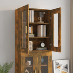 HKH Armario de pared colgante de madera, cristal 69,5 X 34 X 90 Cm - Roble ahumado