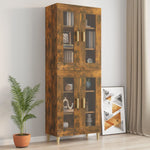 HKH Armario de pared colgante de madera, cristal 69,5 X 34 X 90 Cm - Roble ahumado