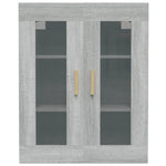 HKH Armario de Pared Colgante en derivados de Madera, Vidrio 69,5 X 34 X 90 Cm - Gris Sonoma