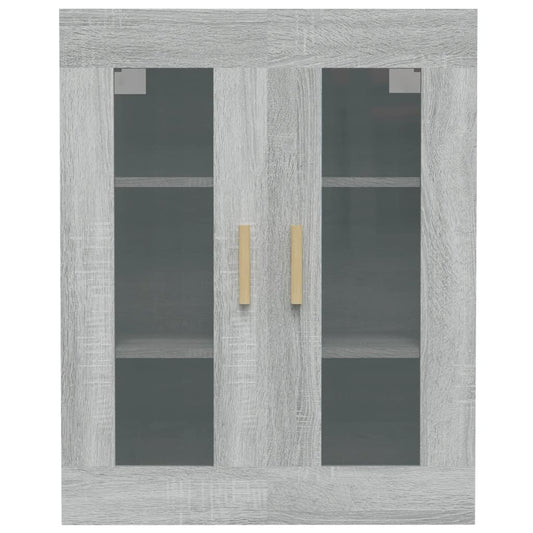 HKH Armário de Parede Suspenso em derivados de Madeira, Vidro 69,5 X 34 X 90 Cm - Cinzento Sonoma