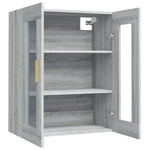 HKH Armario de Pared Colgante en derivados de Madera, Vidrio 69,5 X 34 X 90 Cm - Gris Sonoma