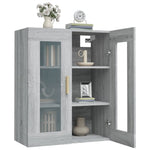 HKH Armario de Pared Colgante en derivados de Madera, Vidrio 69,5 X 34 X 90 Cm - Gris Sonoma