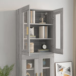 HKH Armario de Pared Colgante en derivados de Madera, Vidrio 69,5 X 34 X 90 Cm - Gris Sonoma