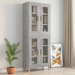 HKH Armario de Pared Colgante en derivados de Madera, Vidrio 69,5 X 34 X 90 Cm - Gris Sonoma