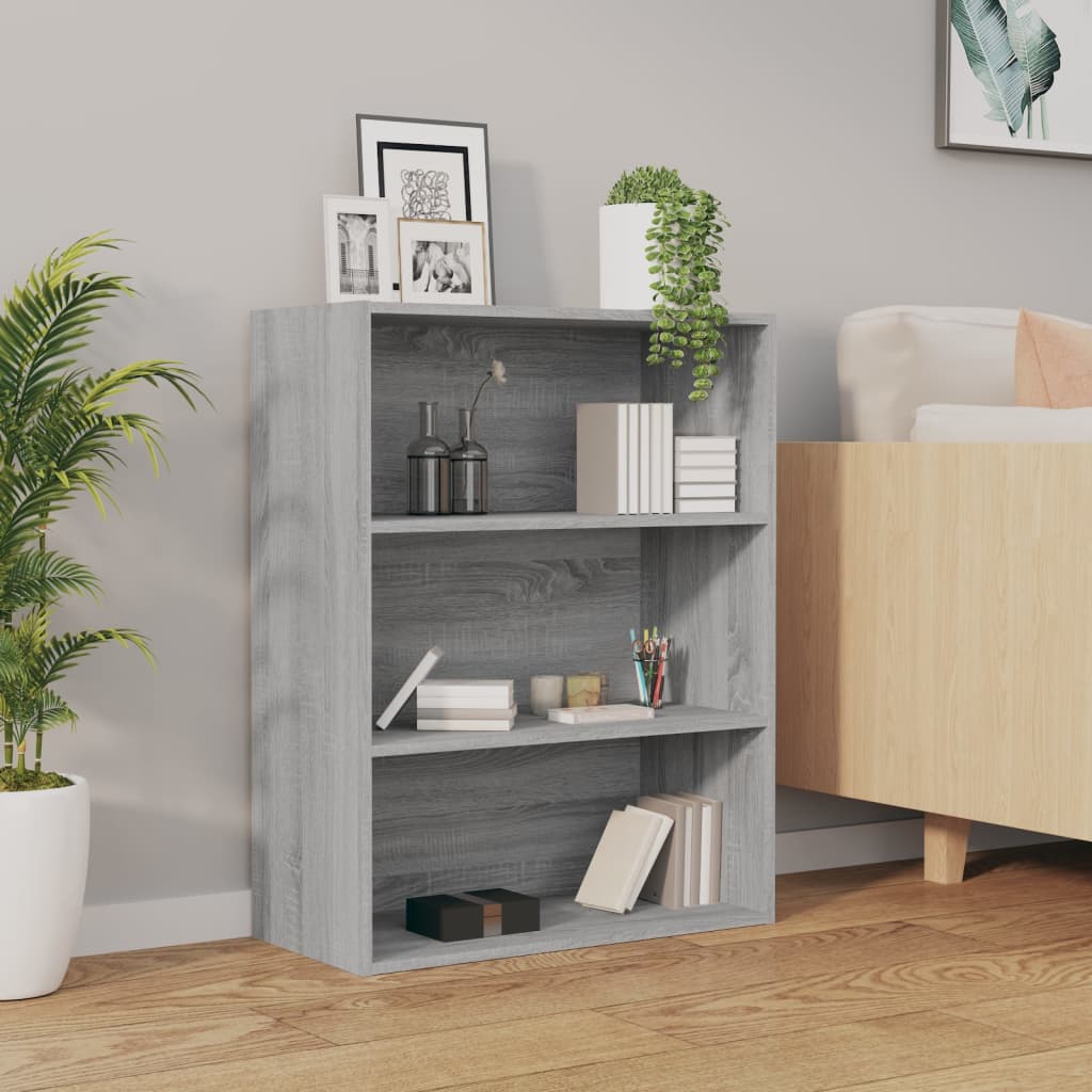 HKH Armario de pared colgante de madera manufacturada 69,5 x 32,5 x 90 cm - Sonoma Gris