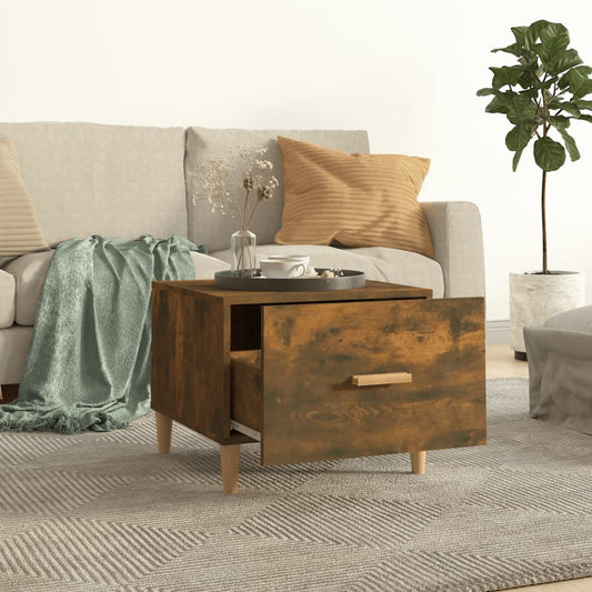 HKH Conjunto de 2 Mesa Centro Cor Fumado em Madeira Processada