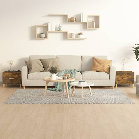 HKH Conjunto de 2 Mesa Centro Cor Fumado em Madeira Processada