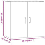 HKH Armario de Pared en Roble Ahumado - 60x31x60 Cm