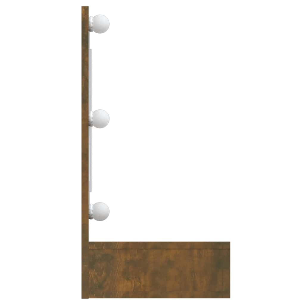 HKH Armario con Espejo y LED en Roble Ahumado - 90x31,5x62 Cm