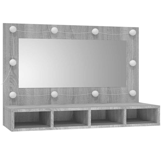 HKH Armário Espelhado com LED Sonoma - 90x31,5x62 Cm - Cinza