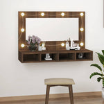 HKH Armario con Espejo y LED en Roble - 90x31,5x62 Cm - Marrón