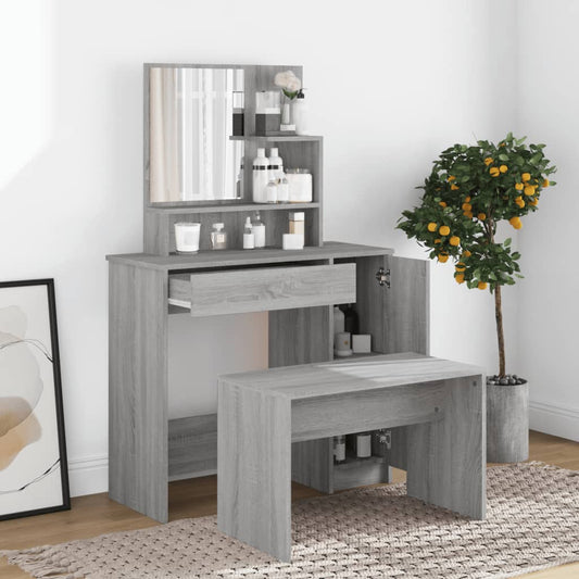 HKH Toucador com Espelho Cor Sonoma - 86,5x35x136 Cm - Cinzento