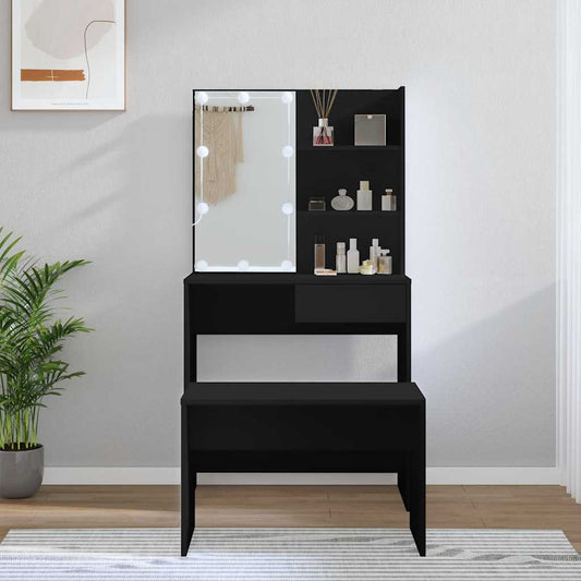 HKH Conjunto de Toucador com Luzes LED - Preto